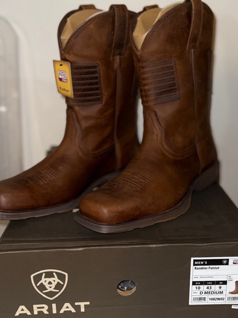 Ariat Rambler Patriot Dark Brown 10D Men's Western Boots BRAND NEW & RARE!